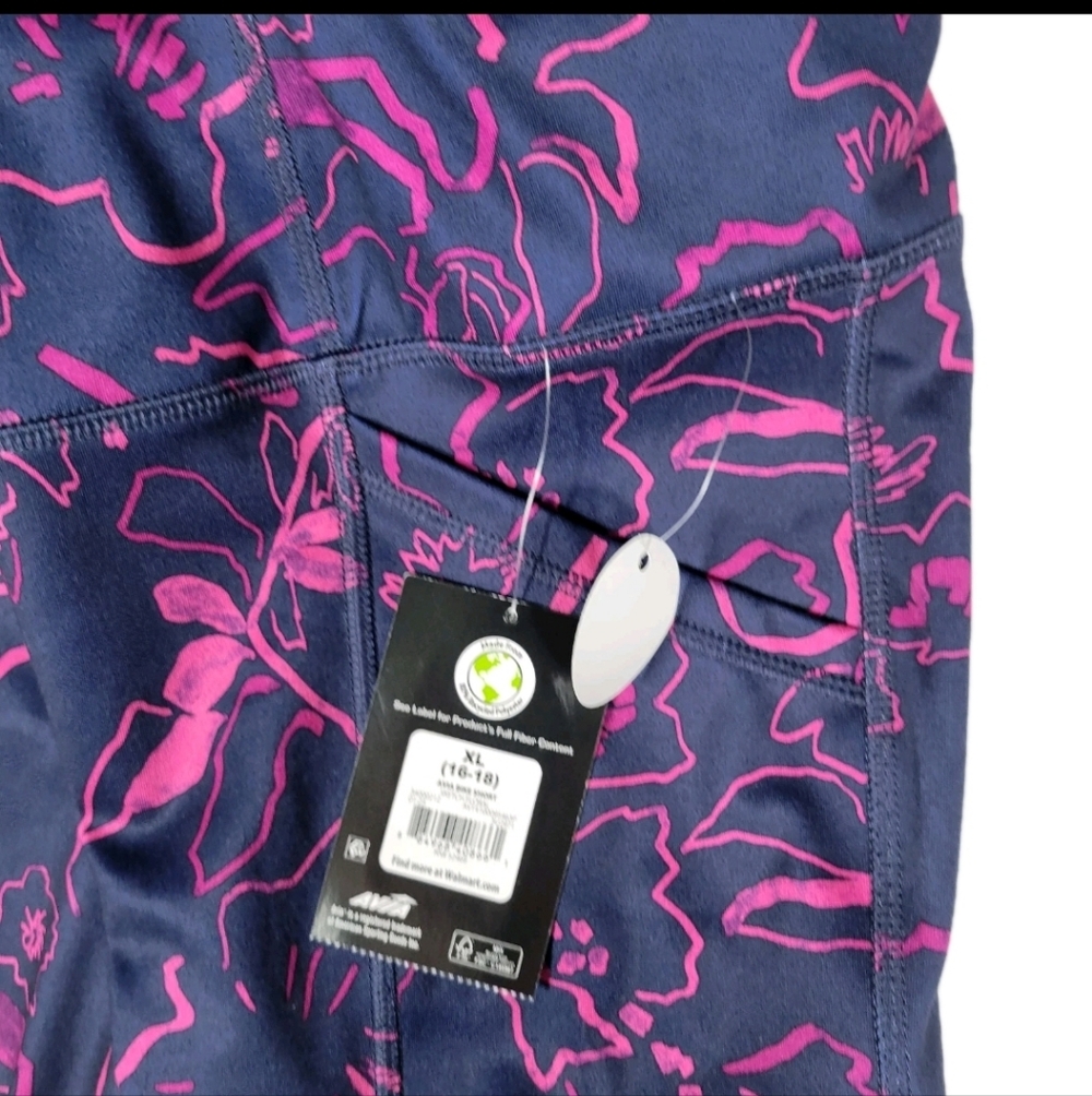 Avia Navy Bike Shorts with Pink Floral Print - Picture 2 of 7